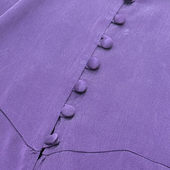Vintage women’s Karin Varvar blouse silk  plum 1980s - Picture 4 of 6